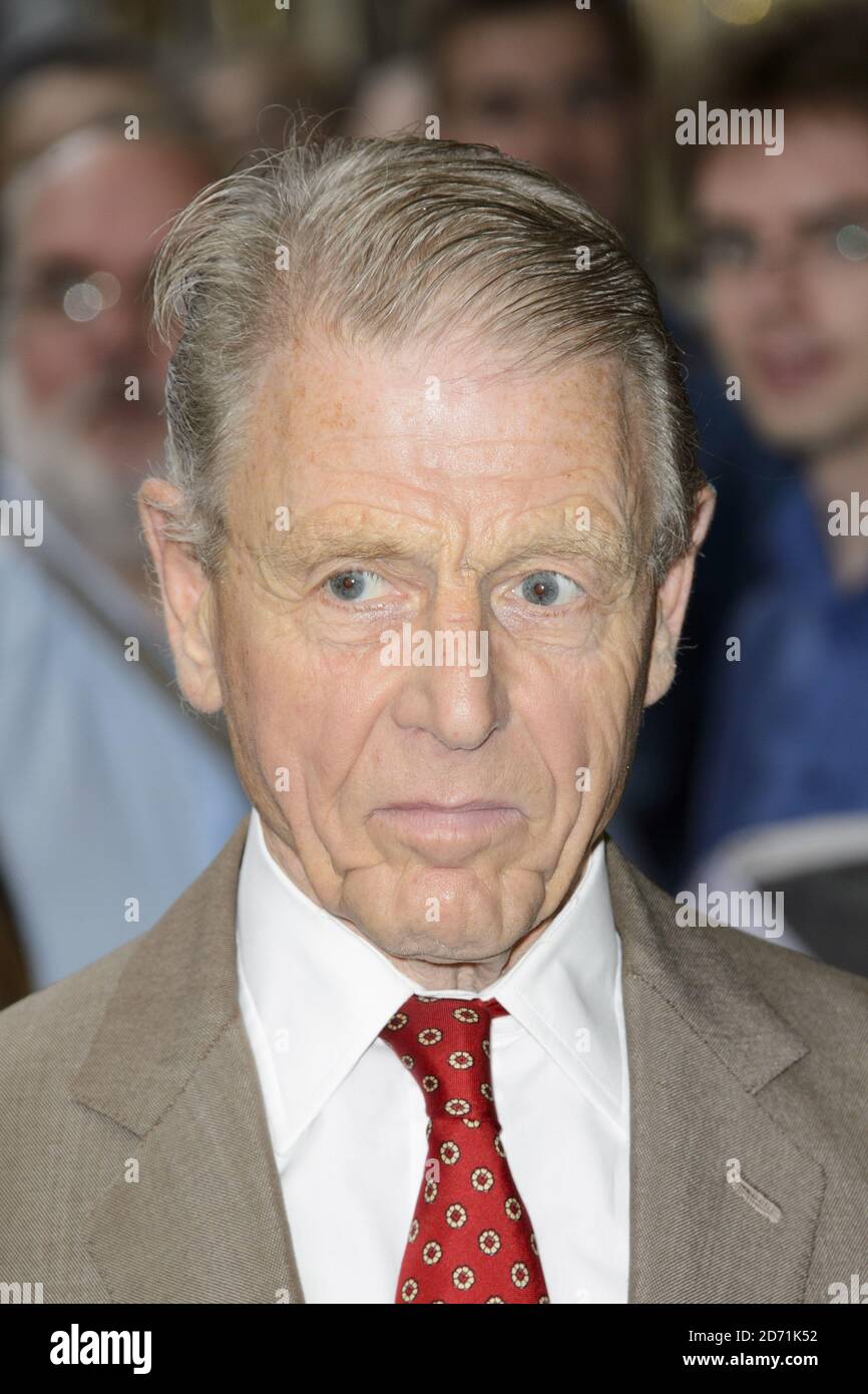 Edward Fox attending the first night of new play Dear Lupin at the Apollo Theatre, London Stock Photo