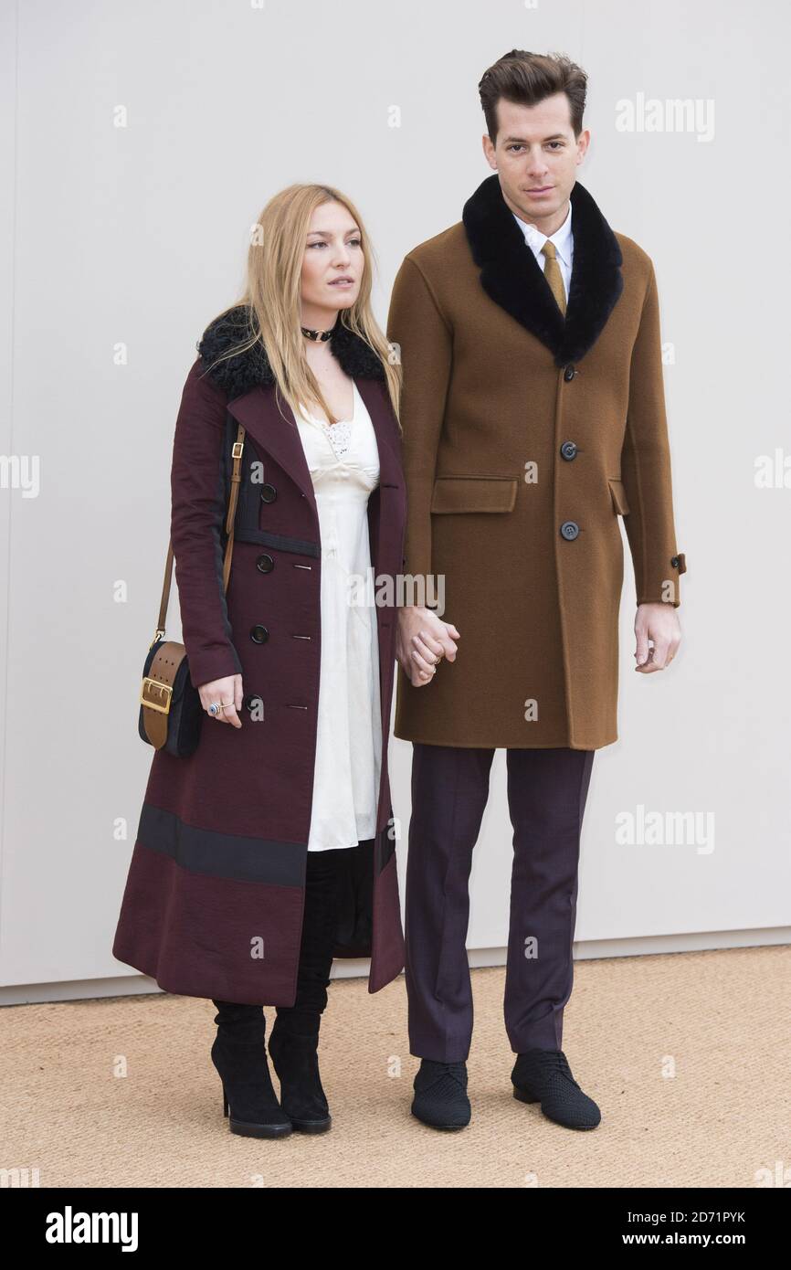 Josephine De La Baume and Mark Ronson attending the Burberry fashion show, held as part of London Collections Men AW2016 in Hyde Park, London Stock Photo
