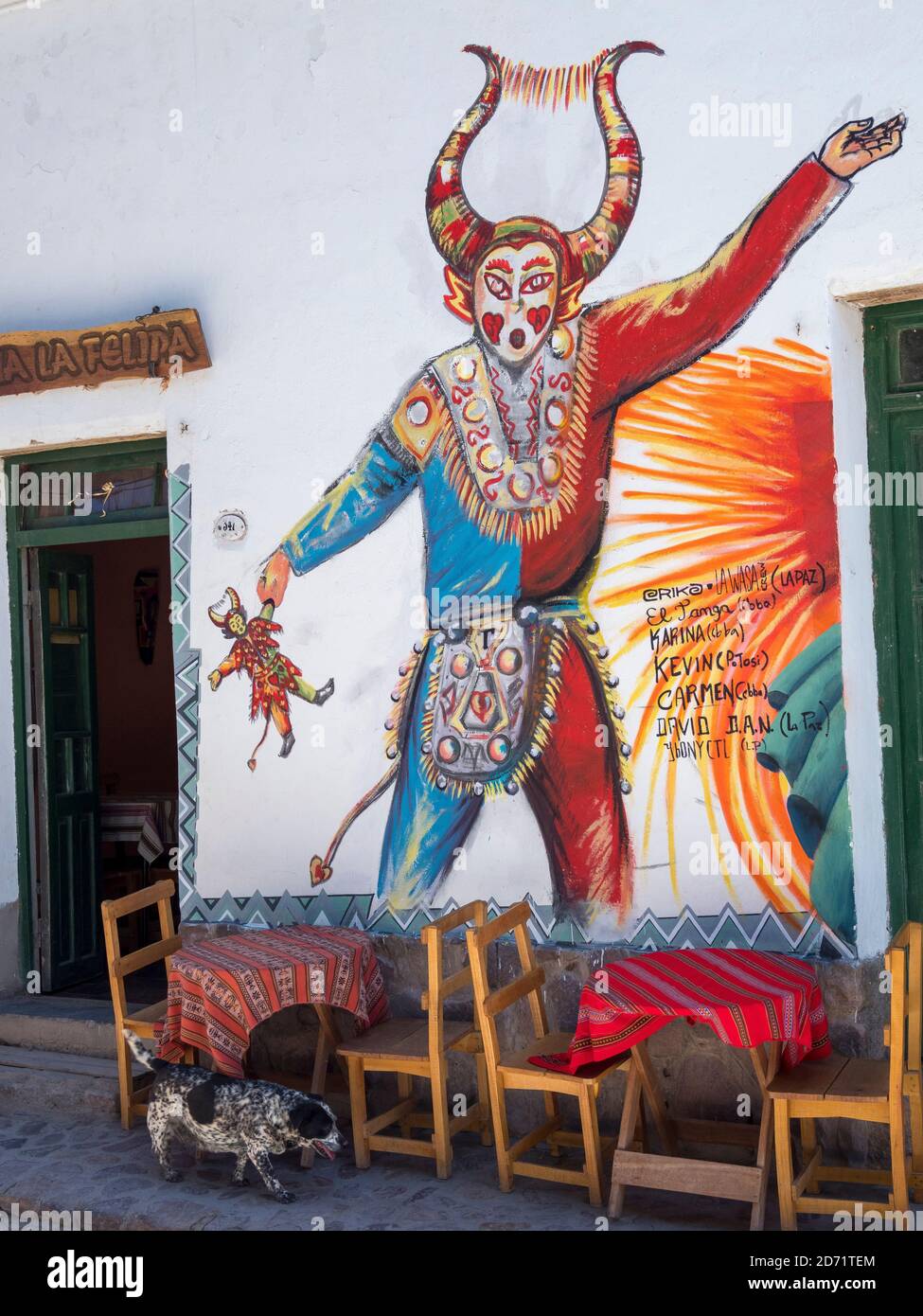 Iconic carneval in Humahuaca as wall painting.Town Humahuaca in the ...