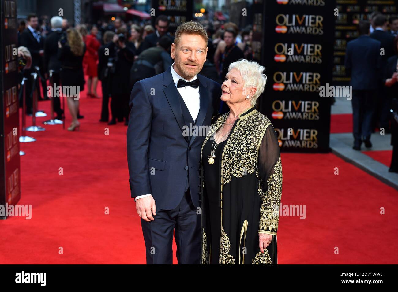 Dame Judi Dench and Kenneth Branagh attending the Olivier Award, at the Royal Opera House in London. Stock Photo