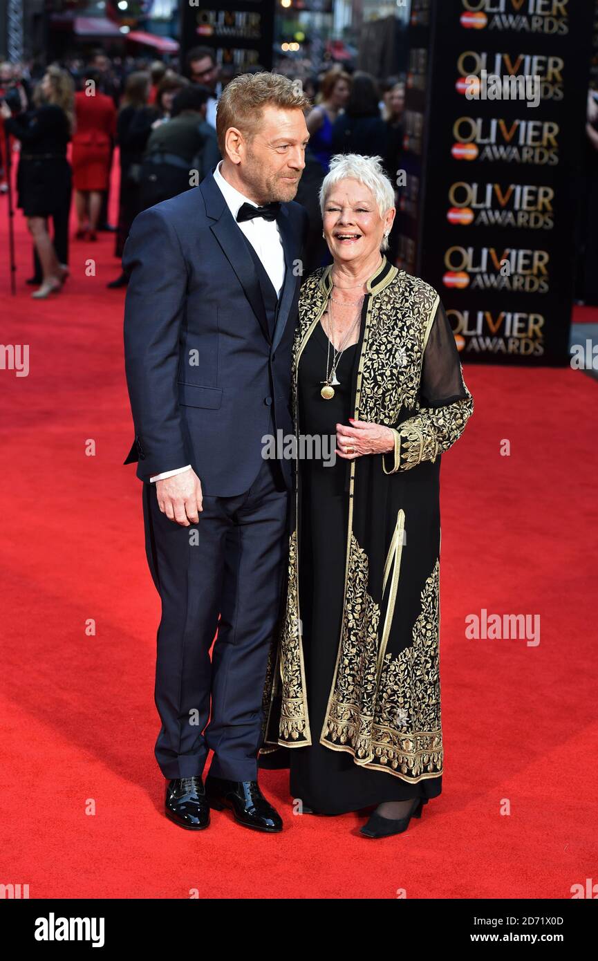 Kenneth Branagh and Dame Judi Dench attending the Olivier Awards, at the Royal Opera House in London. Stock Photo