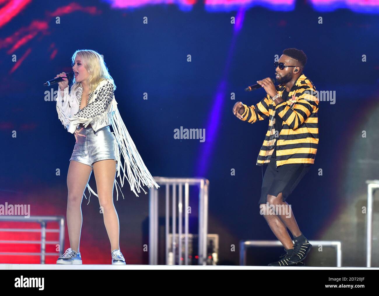 Tinie Tempah and Zara Larsson at the Capital FM's Summertime Ball with  Vodafone held at Wembley Stadium, London (Picture Credit: Matt Crossick/  EMPICS Entertainment Stock Photo - Alamy