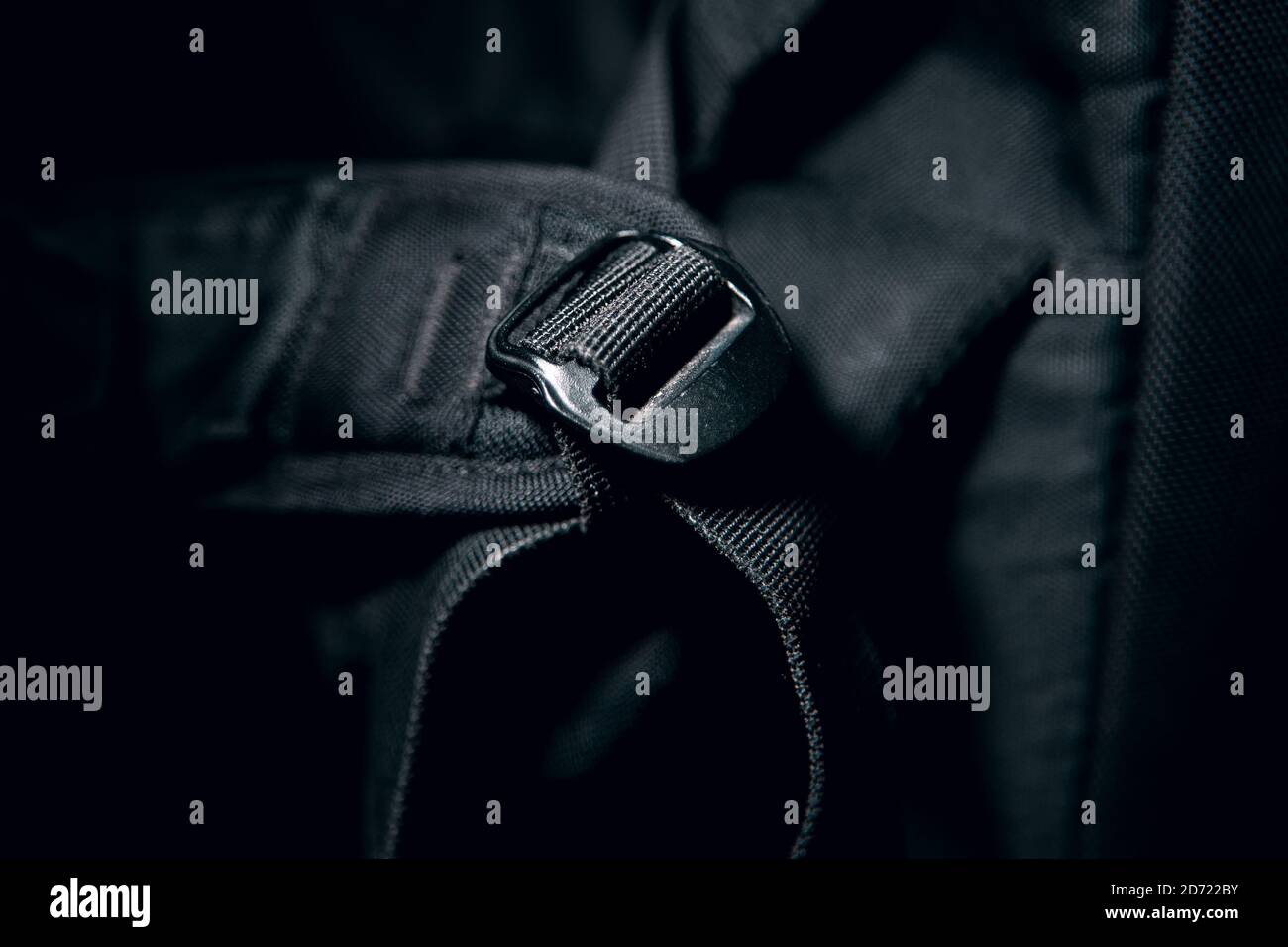 Black Backpack Strap at dark Background Stock Photo Alamy