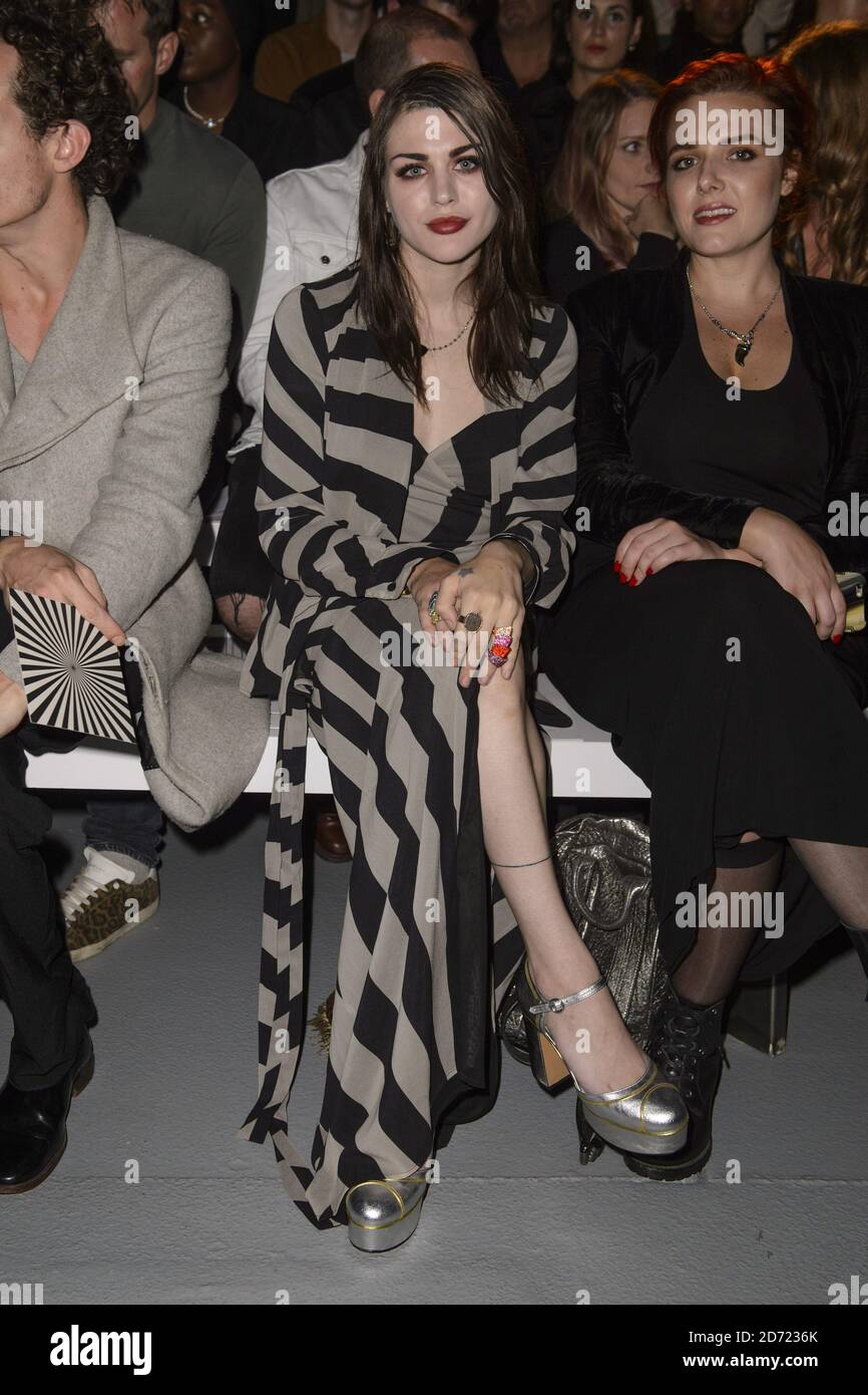 Frances Bean Cobain on the front row during the Gareth Pugh Spring/Summer 2017 London Fashion Week show, held at the BFC Show Space, Brewer Street Car Park, London. Picture date: Friday September 16, 2016. Photo credit should read: Matt Crossick/ EMPICS Entertainment. Stock Photo