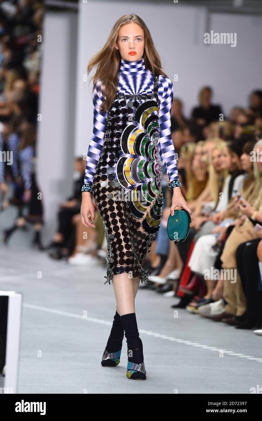 Models on the catwalk during the Mary Katrantzou Spring/Summer 2017 London Fashion Week show, held at the BFC Space, Brewer Street Car Park, London. Picture date:Sunday, September 18, 2016. Photo credit