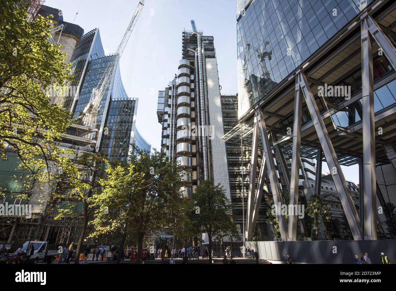 General view of the Lloyds Building in the City of London. September 30th will mark 100 days since the UK voted to leave the EU, prompting the insurance firm to make plans to open a subsidiary abroad to allow it to continue trading across Europe. Stock Photo
