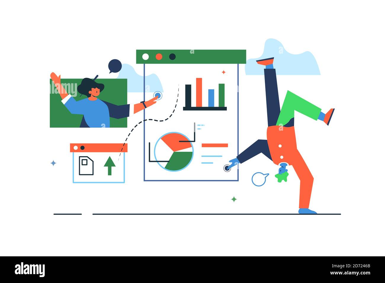 The guy and the girl keep statistics Stock Vector