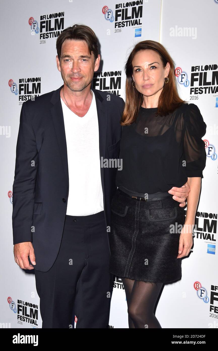 Dougray Scott and wife Claire Forlani attending the London Town Premiere, part of the London Film Festival, held at the Haymarket Cinema, London. Picture date: Tuesday October 11, 2016. Photo credit should read: Matt Crossick/ EMPICS Entertainment. Stock Photo