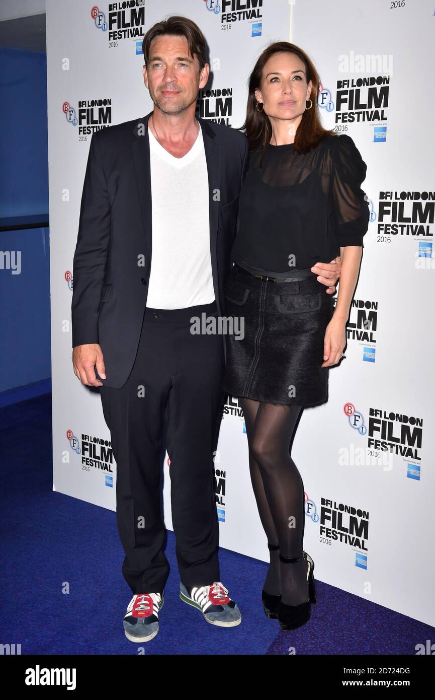 Dougray Scott and wife Claire Forlani attending the London Town Premiere, part of the London Film Festival, held at the Haymarket Cinema, London. Picture date: Tuesday October 11, 2016. Photo credit should read: Matt Crossick/ EMPICS Entertainment. Stock Photo
