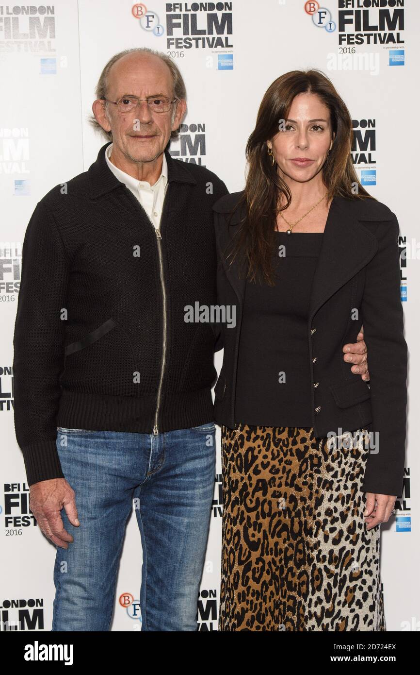 Christopher Lloyd and Tracy Pollan attending the I Am Not A Serial Killer premiere, part of the London Film Festival, held at the Odeon Leicester Square, London. Picture date: Tuesday October 11, 2016. Photo credit should read: Matt Crossick/ EMPICS Entertainment. Stock Photo