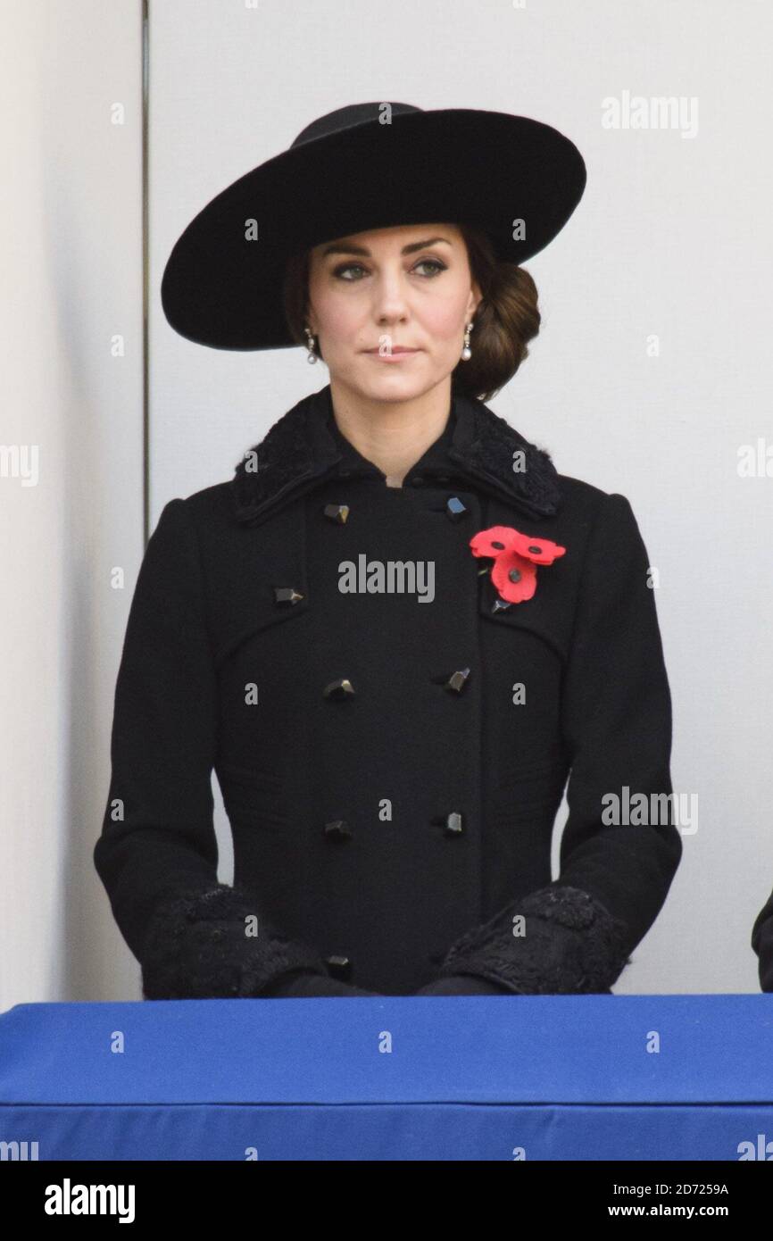 The Duchess of Cambridge during the annual Remembrance Sunday Service at the Cenotaph memorial in Whitehall, central London, held in tribute for members of the armed forces who have died in major conflicts. Picture date: Sunday November 13th, 2016. Photo credit should read: Matt Crossick/ EMPICS Entertainment. Stock Photo