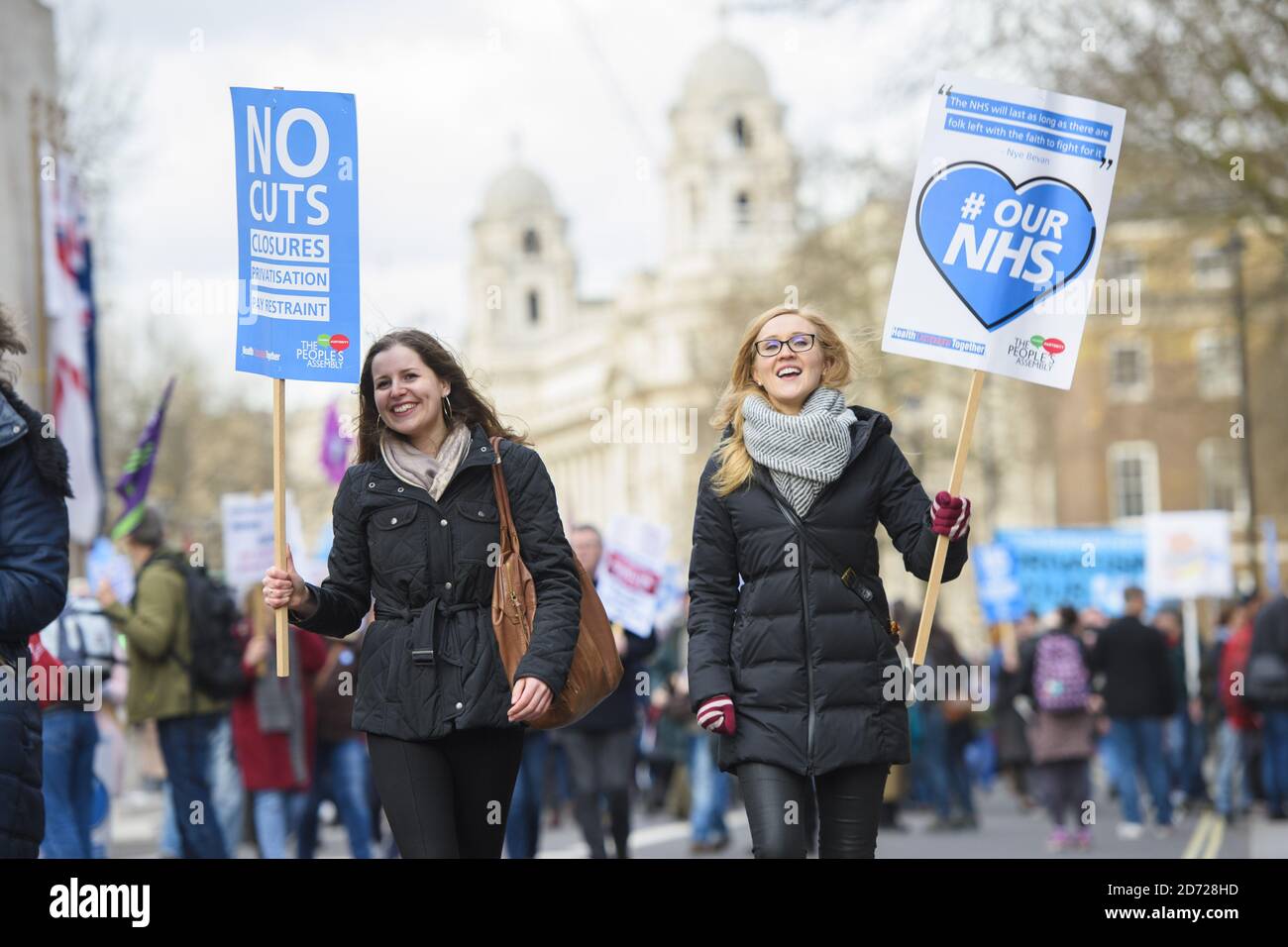 Demonstrators attending a rally in Parliament Square, London, protesting against cuts and underfunding in the NHS. Picture date: Saturday March 4th, 2016. Photo credit should read: Matt Crossick/ EMPICS Entertainment. Stock Photo