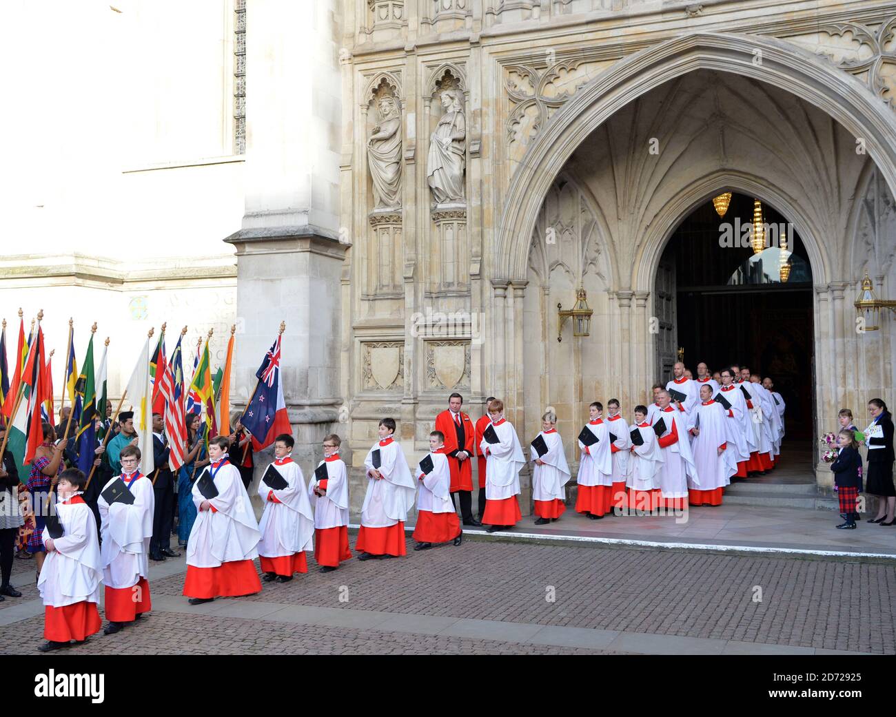 The Westminster Abbey Choir after attending the Commonwealth Day