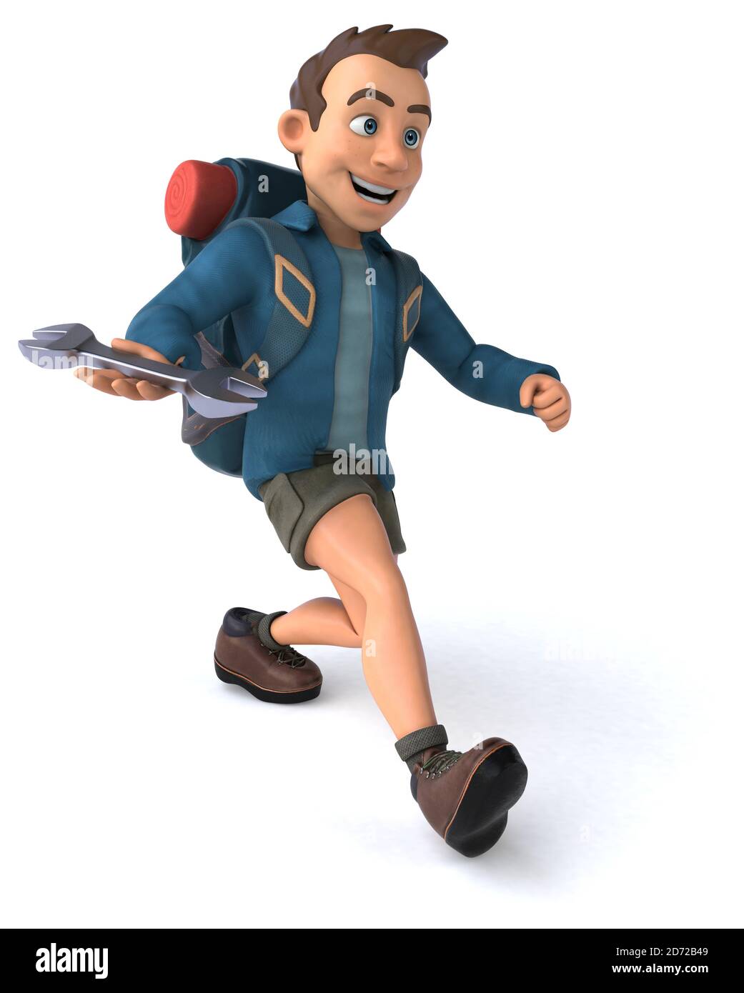 Fun illustration of a 3D cartoon backpacker Stock Photo - Alamy