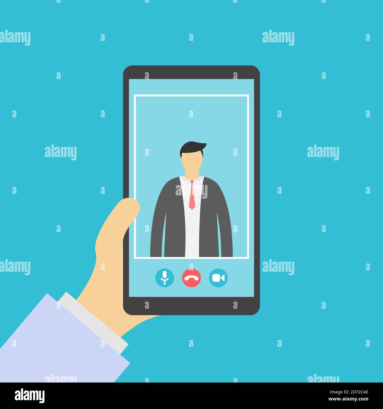 Video call screen with buttons llustration. Video call interface