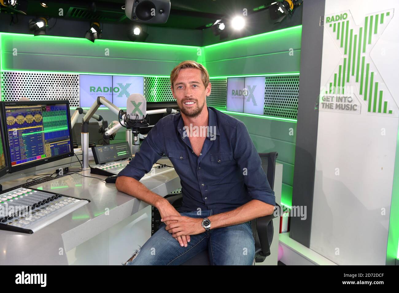 Peter Crouch pictured in the Radio X Studio in London, after it was  announced that he will host the Radio X evening show for two weeks,  starting on Monday. Picture date: Monday,