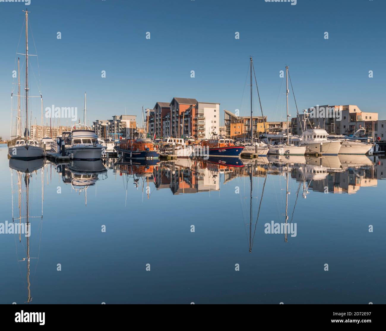 Modern waterside developments at Portishead Quays Marina, Somerset, UK