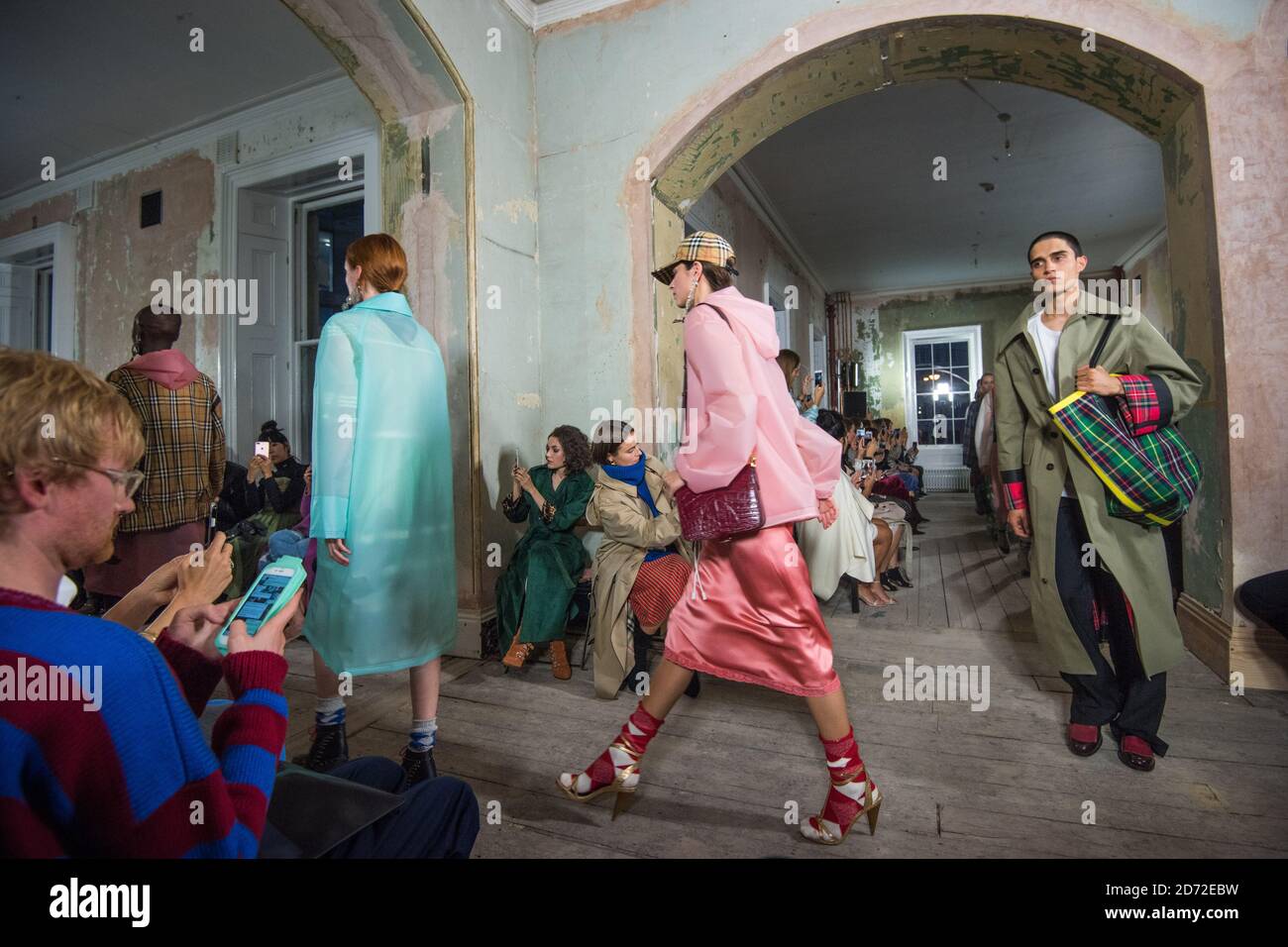 Models on the catwalk at the Burberry London Fashion Week SS18 show, held  at the Old Sessions House, London. Picture date: Saturday September 16th,  2017. Photo credit should read: Matt Crossick/ EMPICS