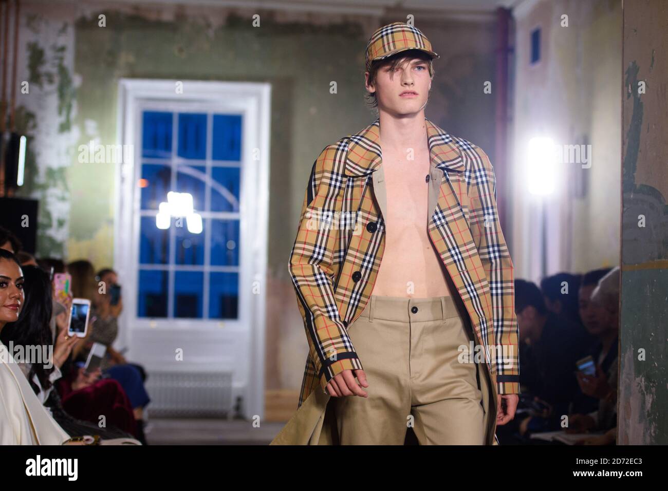 Hugo Hodgson on the catwalk at the Burberry London Fashion Week SS18 show,  held at the Old Sessions House, London. Picture date: Saturday September  16th, 2017. Photo credit should read: Matt Crossick/