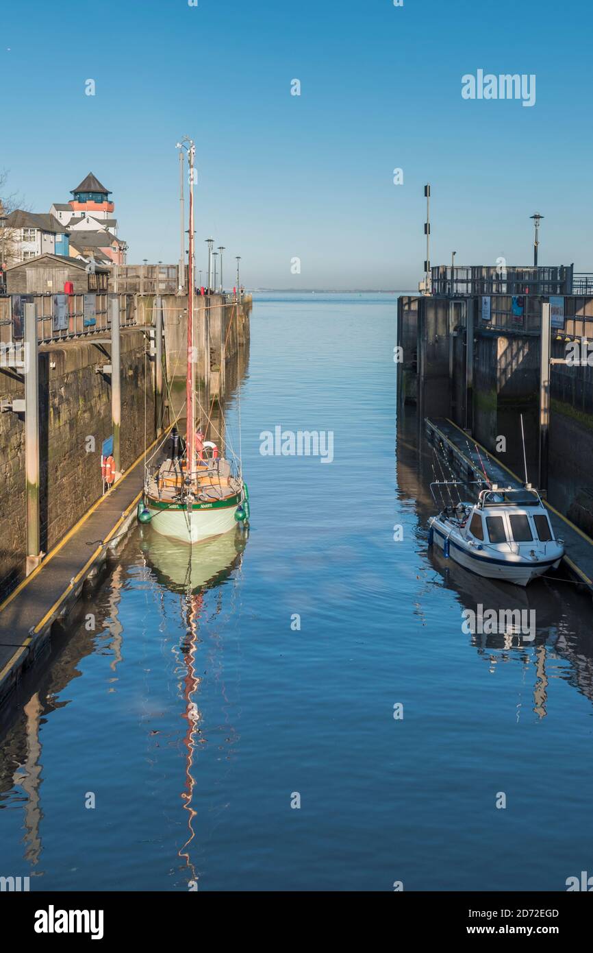 Modern waterside developments at Portishead Quays Marina, Somerset, UK