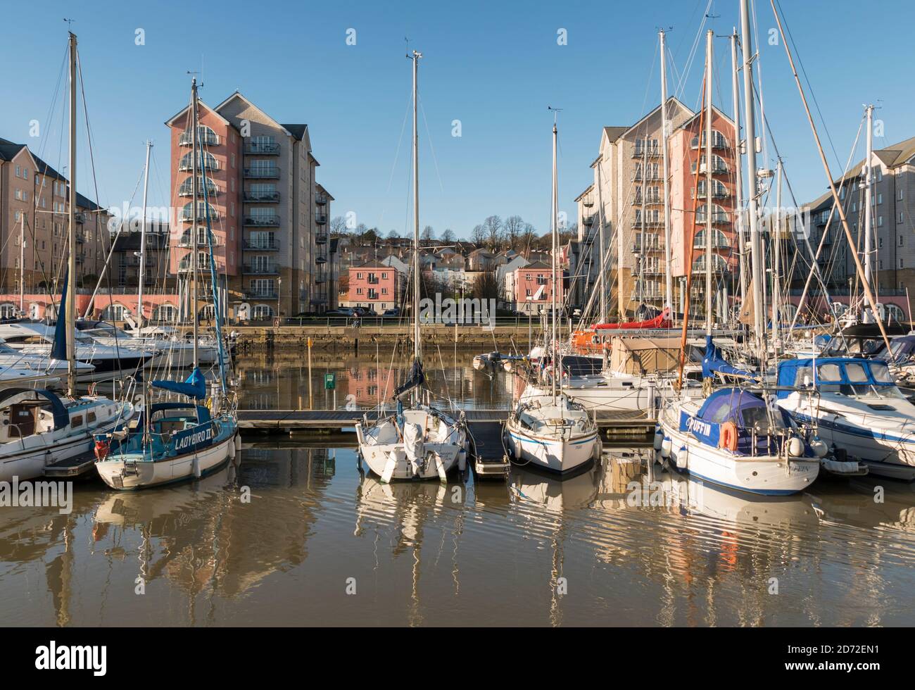Modern waterside developments at Portishead Quays Marina, Somerset, UK