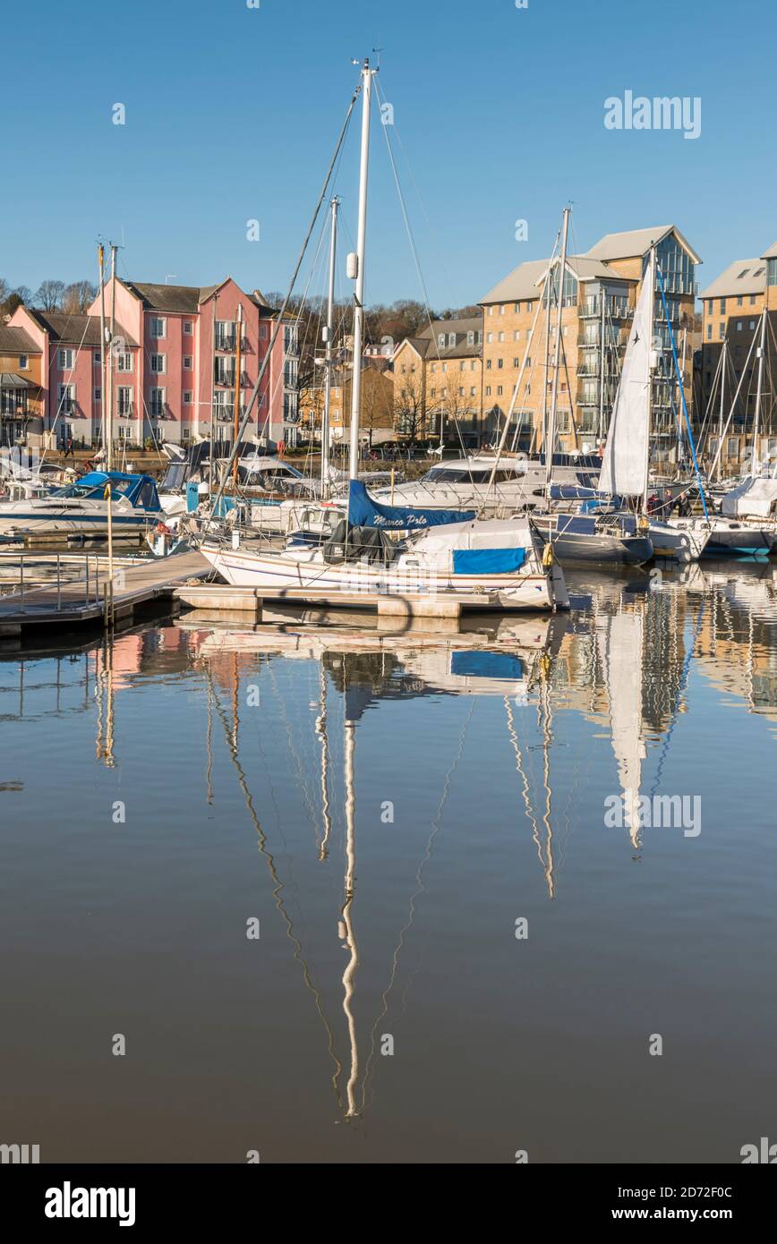 Modern waterside developments at Portishead Quays Marina, Somerset, UK