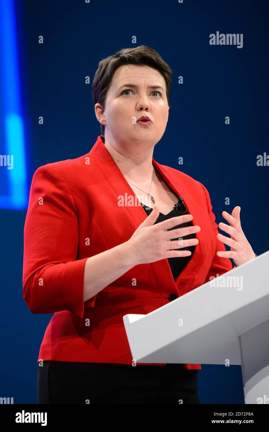 Scottish Conservative leader Ruth Davidson gives a speech at the Conservative Party Conference, at the Manchester Central Convention Complex in Manchester. Picture date: 1 October, 2017. Photo credit should read: Matt Crossick/ EMPICS Entertainment. Stock Photo