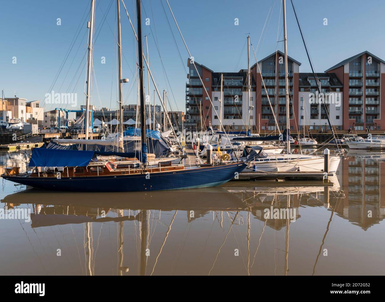 Modern waterside developments at Portishead Quays Marina, Somerset, UK