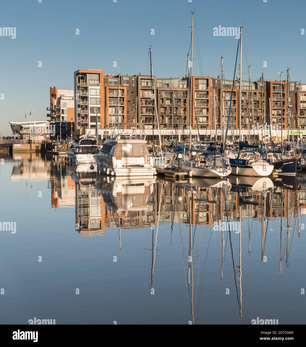 Modern waterside developments at Portishead Quays Marina, Somerset, UK
