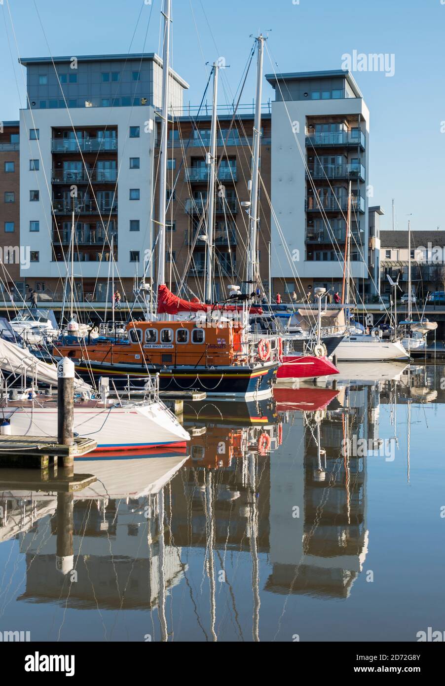 Modern waterside developments at Portishead Quays Marina, Somerset, UK