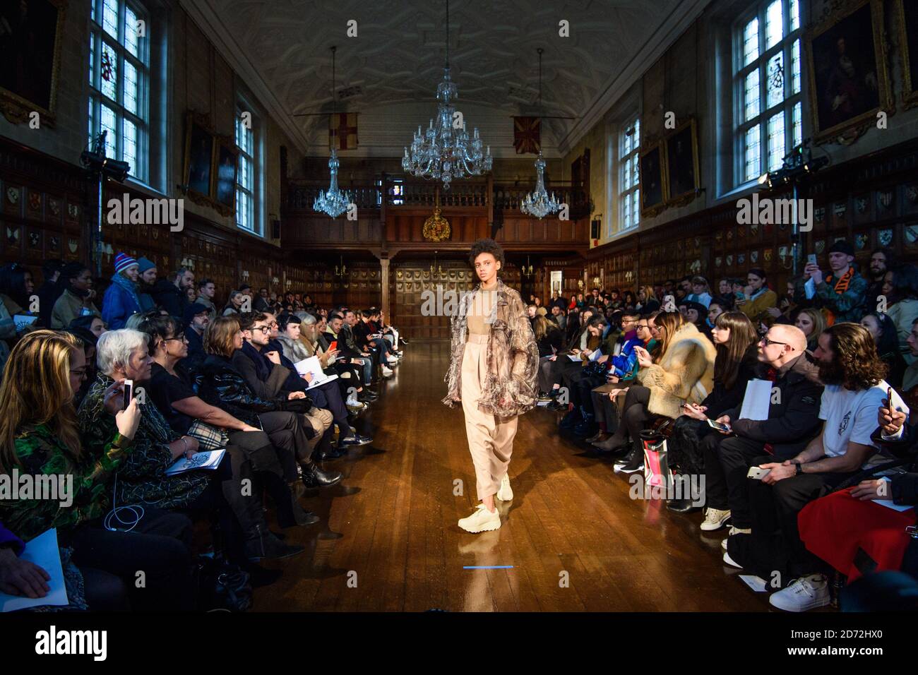 Models on the catwalk during the Edward Crutchley London Fashion Week