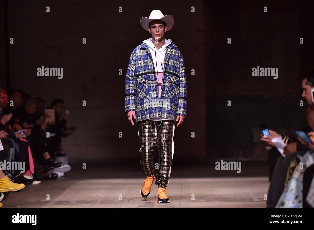 Models on the catwalk during the Astrid Andersen London Fashion Week Men's AW18 show, held at the Old Selfridge's Hotel, London. Picture date: Sunday January 7th, 2018. Photo credit should read: Matt Crossick/ EMPICS Entertainment. Stock Photo