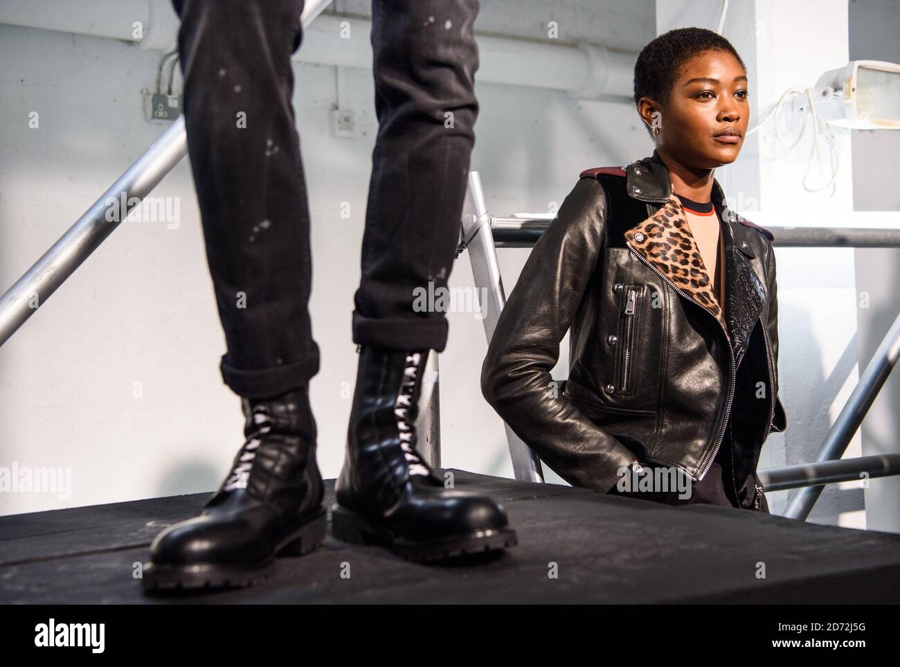 Models pictured during the Belstaff London Fashion Week Men's AW18 show, held at the Vinyl Factory, London. Picture date: Monday January 8th, 2018. Photo credit should read: Matt Crossick/ EMPICS Entertainment. Stock Photo