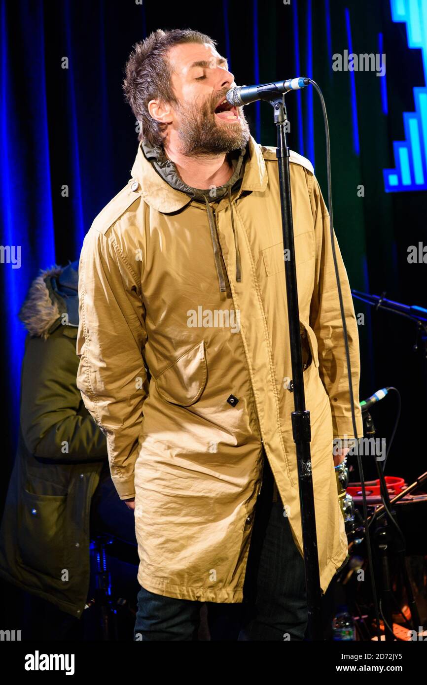 Liam Gallagher plays an intimate gig for Radio X listeners, on the roof of  their studios in Leicester Square, London. The gig, with a crowd of just 90  people, was in support