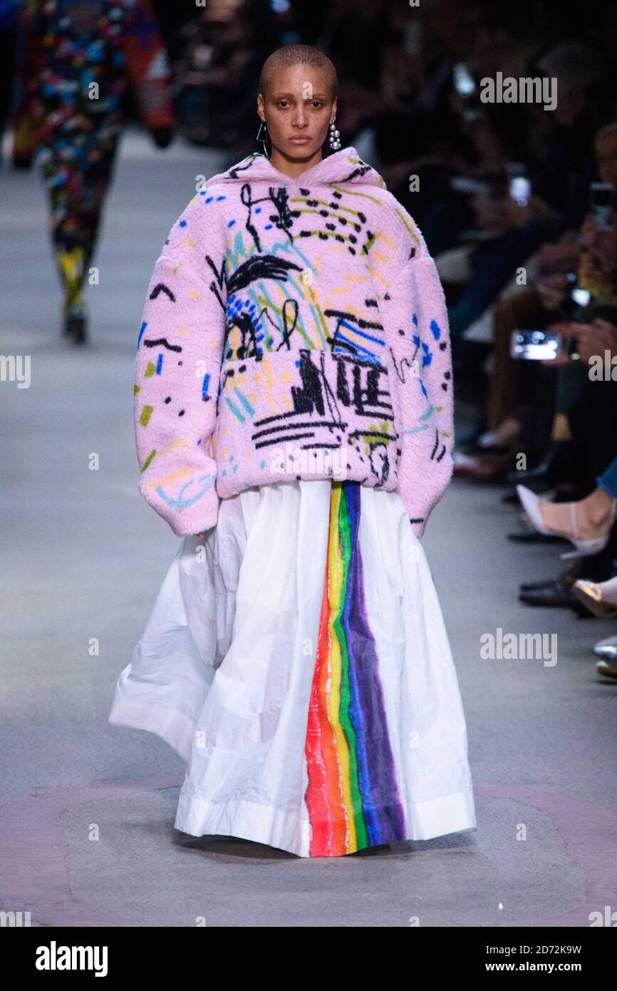 Adwoa Aboah on the catwalk at the Burberry London Fashion Week show, held  at the Dimco buildings, London. Picture date: Saturday, February 17th 2018.  Photo credit should read: Matt Crossick/ EMPICS Entertainment