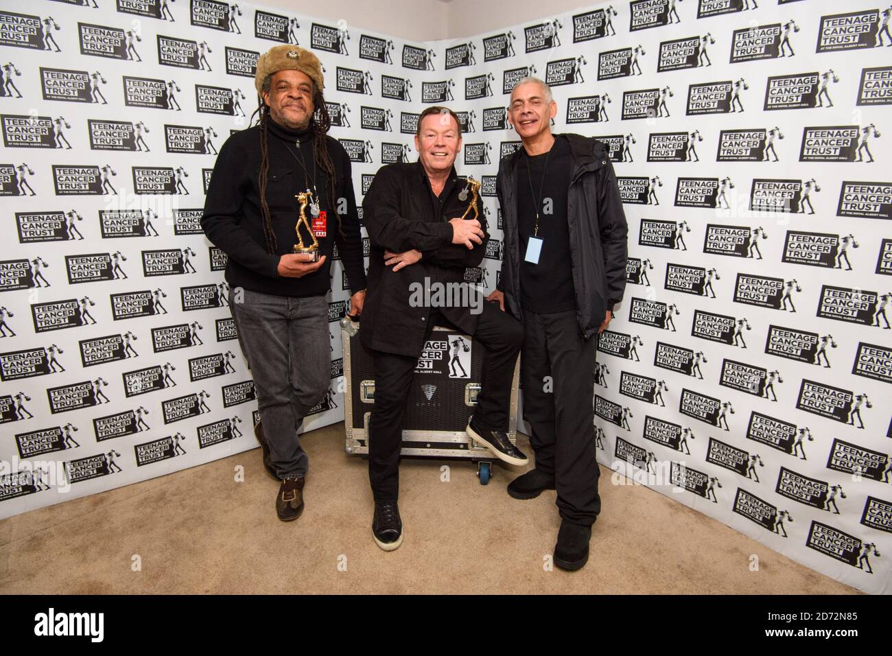 (l-r) Astro, Ali Campbell and Mickey Virtue of UB40 pictured backstage on the first night of the Teenage Cancer Trust annual concert series, at the Royal Albert Hall in London. Picture date: Monday March 19th, 2018. Photo credit should read: Matt Crossick/ EMPICS Entertainment. Stock Photo