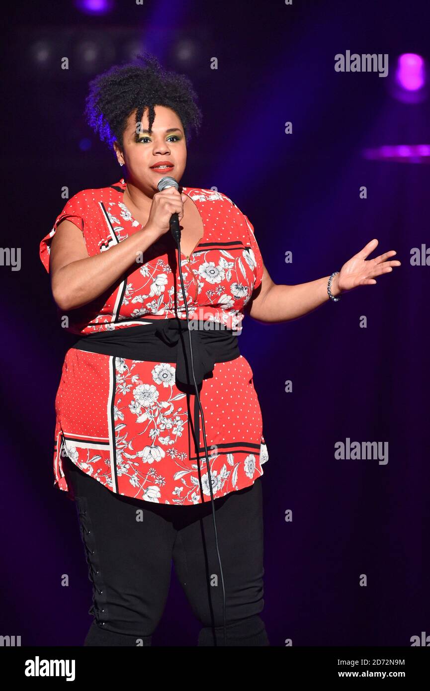 Desiree Burch on stage during the comedy night of the Teenage Cancer Trust annual concert series, at the Royal Albert Hall in London. Picture date: Tuesday March 20th, 2018. Photo credit should read: Matt Crossick/ EMPICS Entertainment. Stock Photo