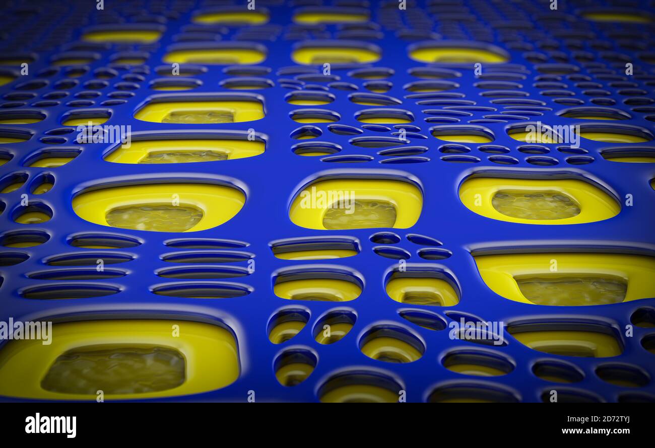 Abstract background from yellow and blue geometric shapes. 3d render ...