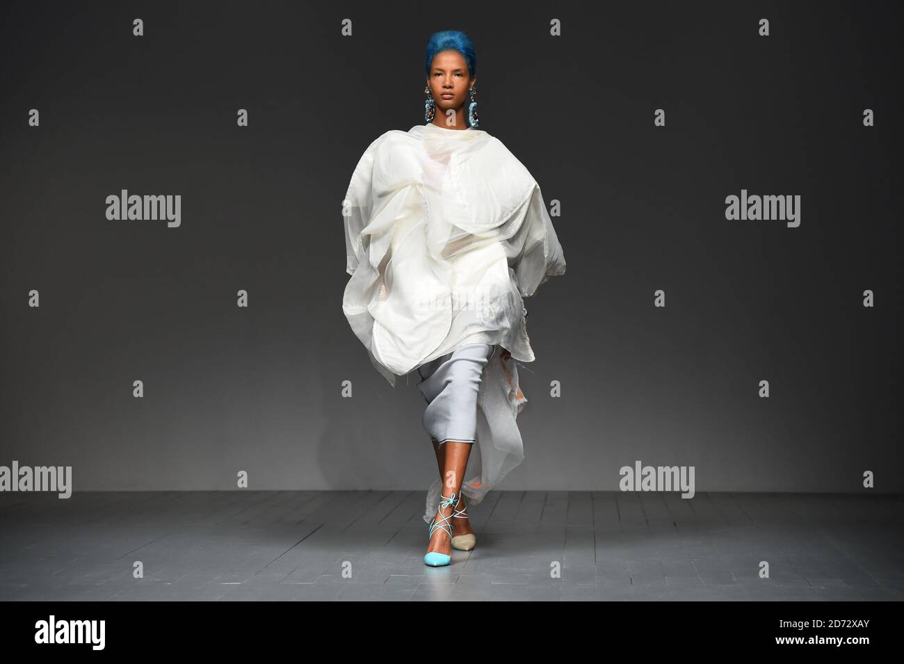 Models on the catwalk during the Matty Bovan Spring/Summer 2019 London Fashion Week show at the BFC Show Space, London. Picture date: Friday September 14th, 2018. Photo credit should read: Matt Crossick/ EMPICS Entertainment. Stock Photo