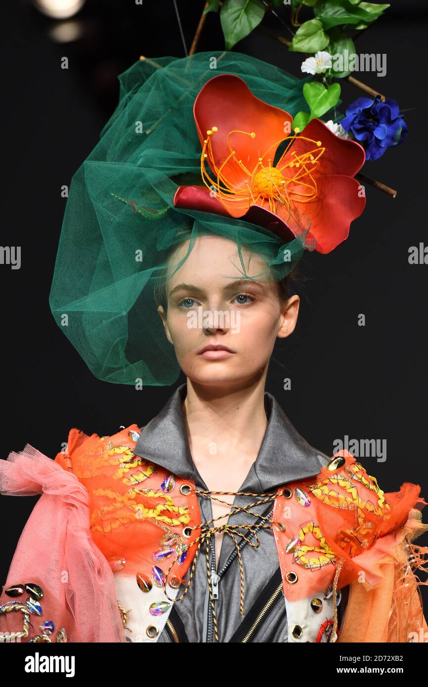 Models on the catwalk during the Matty Bovan Spring/Summer 2019 London Fashion Week show at the BFC Show Space, London. Picture date: Friday September 14th, 2018. Photo credit should read: Matt Crossick/ EMPICS Entertainment. Stock Photo