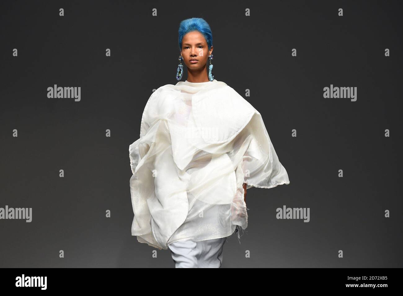 Models on the catwalk during the Matty Bovan Spring/Summer 2019 London Fashion Week show at the BFC Show Space, London. Picture date: Friday September 14th, 2018. Photo credit should read: Matt Crossick/ EMPICS Entertainment. Stock Photo