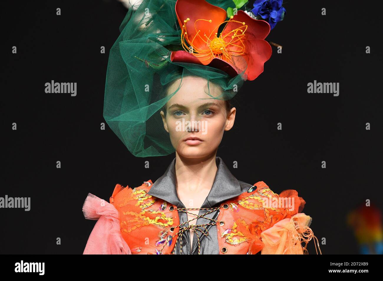 Models on the catwalk during the Matty Bovan Spring/Summer 2019 London Fashion Week show at the BFC Show Space, London. Picture date: Friday September 14th, 2018. Photo credit should read: Matt Crossick/ EMPICS Entertainment. Stock Photo