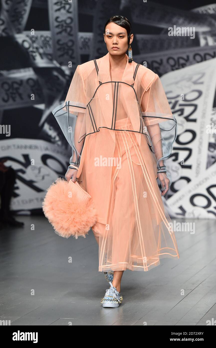A model wears a design by Longshaw Ward during the On Off Presents Spring Summer 2019 London Fashion Week show at the BFC show space London. Picture date Tuesday September 18th 2018. Photo credit