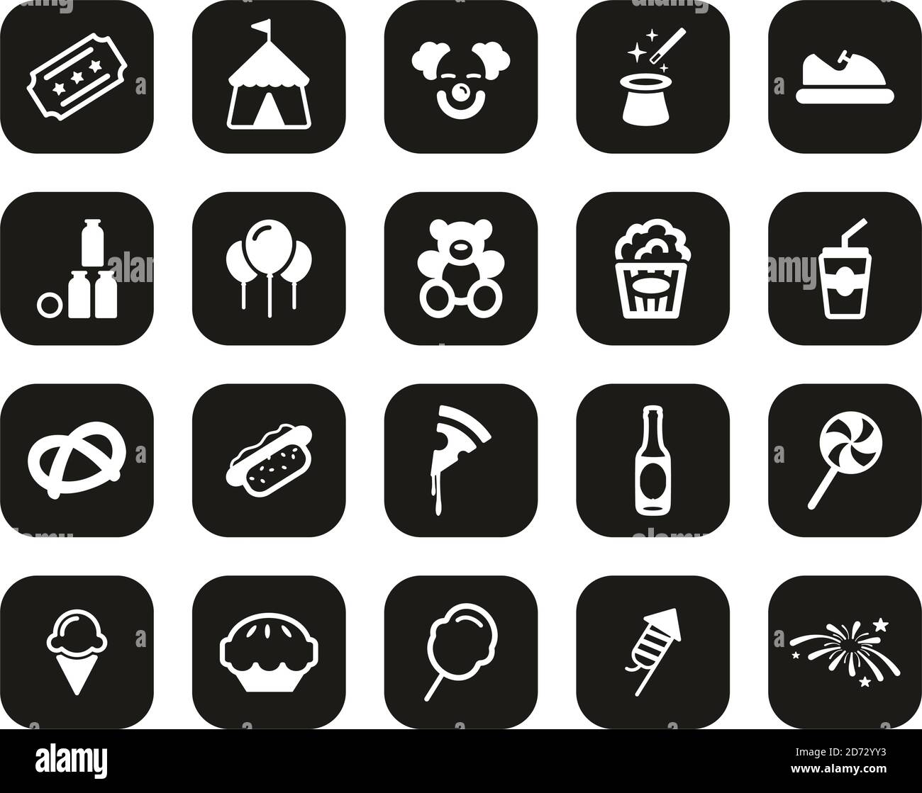 Fair or Carnival Icons White On Black Flat Design Set Big Stock Vector ...