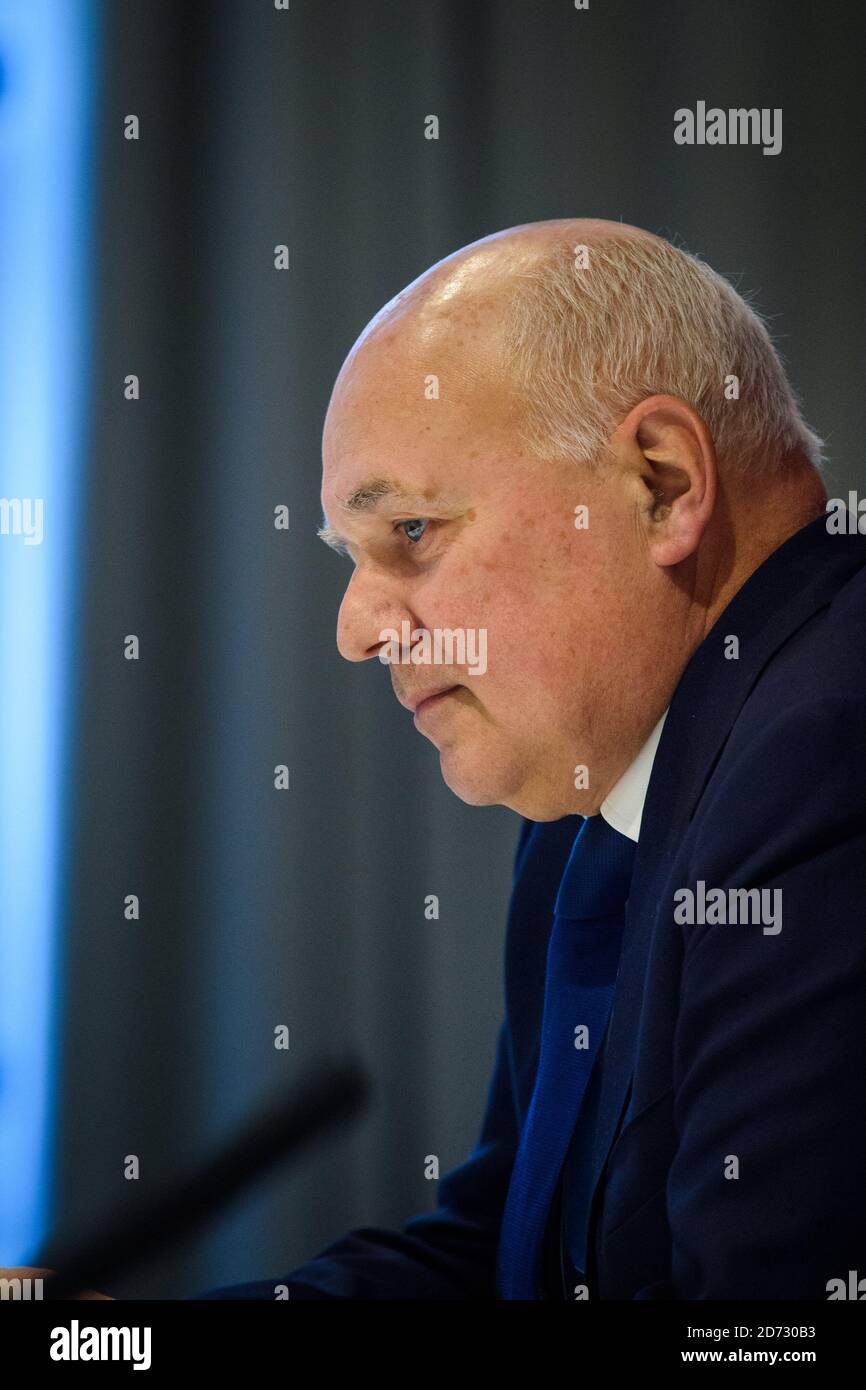 Ian Duncan Smith MP during a fringe event organised by the Centre for Social Justice, during the Conservative Party annual conference, at the International Convention Centre, Birmingham. Picture date: Monday October 1st, 2018. Photo credit should read: Matt Crossick/ EMPICS. Stock Photo