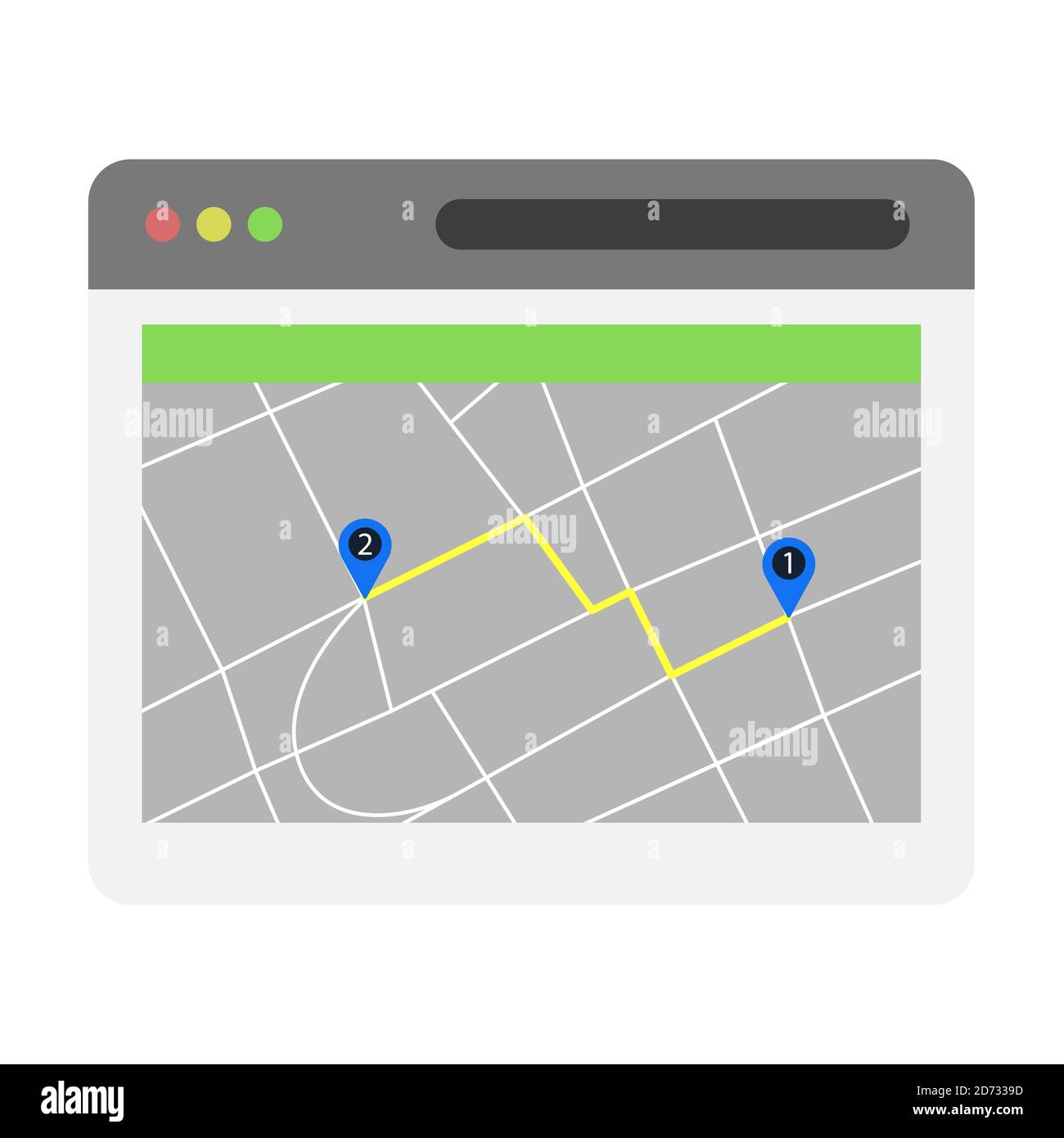 Browser, application, phone page with gps navigation Stock Vector