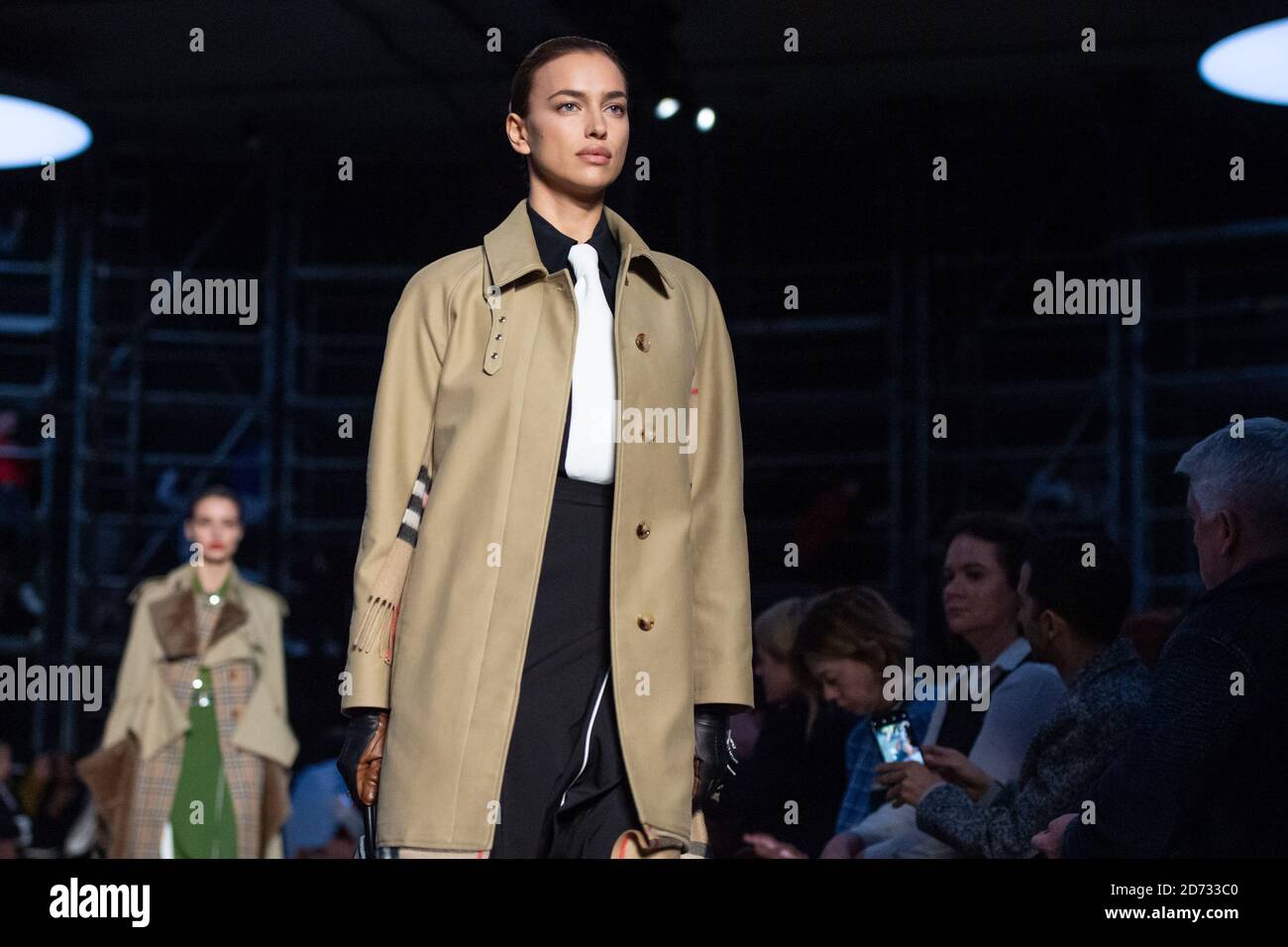 Irina Shayk on the catwalk during the Burberry fashion show, held at Tate  Modern, as part of London Fashion Week A/W 2019. Picture date: Sunday  February 17, 2018. Photo credit should read: