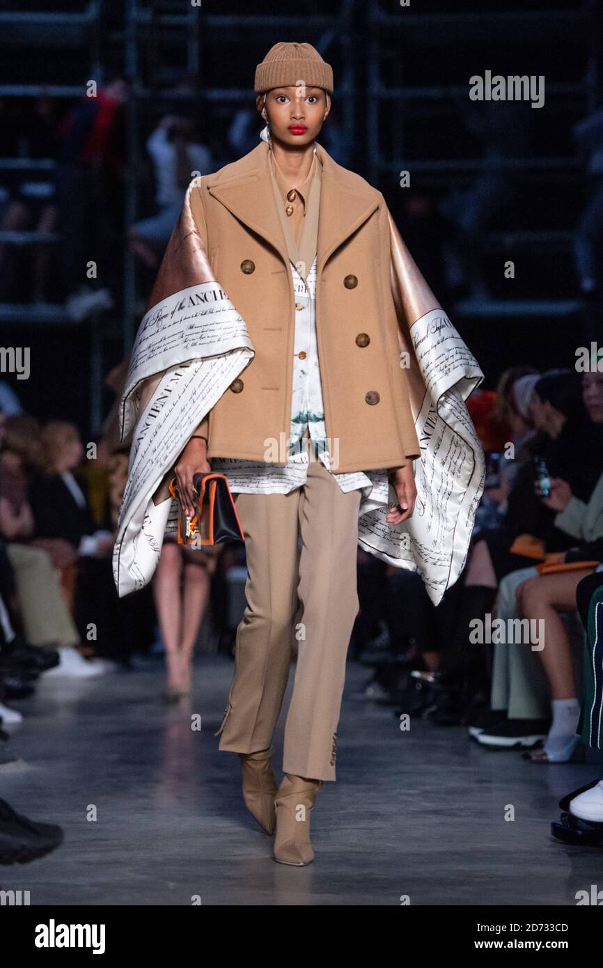 Models on the catwalk during the Burberry fashion show, held at Tate  Modern, as part of London Fashion Week A/W 2019. Picture date: Sunday  February 17, 2018. Photo credit should read: Matt