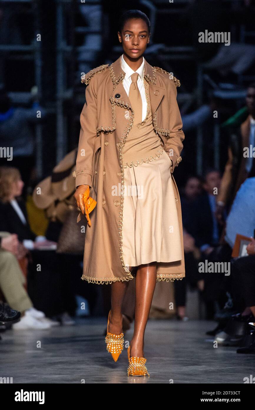 Models on the catwalk during the Burberry fashion show, held at Tate  Modern, as part of London Fashion Week A/W 2019. Picture date: Sunday  February 17, 2018. Photo credit should read: Matt