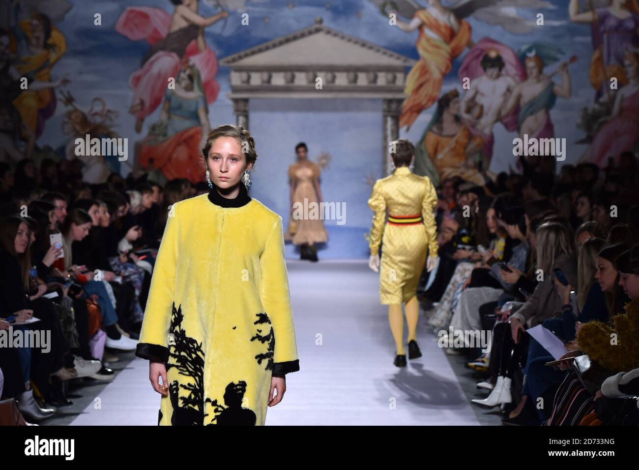 Models on the catwalk during the Shrimps fashion show, held at the Ambika P3 as part of London Fashion Week A/W 2019. Picture date: Tuesday February 19, 2018. Photo credit should read: Matt Crossick/Empics Stock Photo